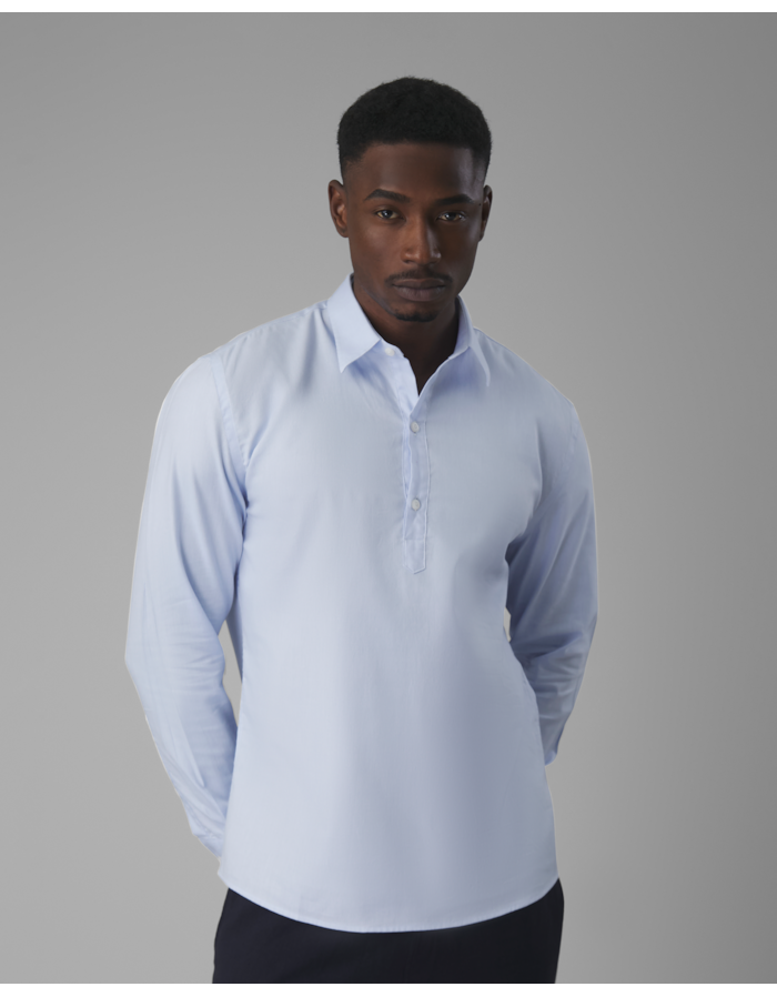 Bata manga longa-azul-p