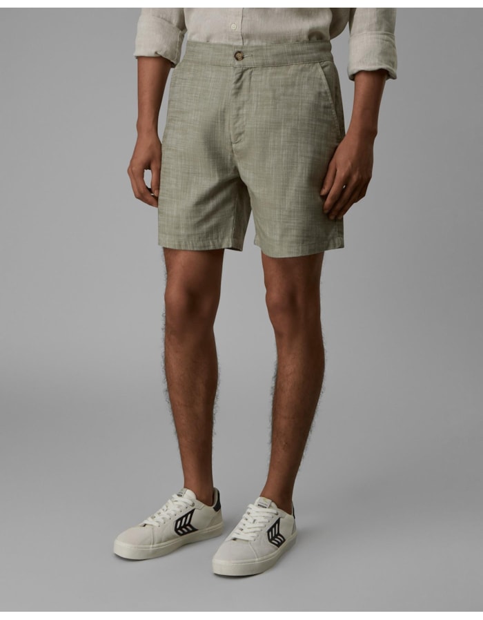 Bermuda algodão orgânico meio elástico-verde-40