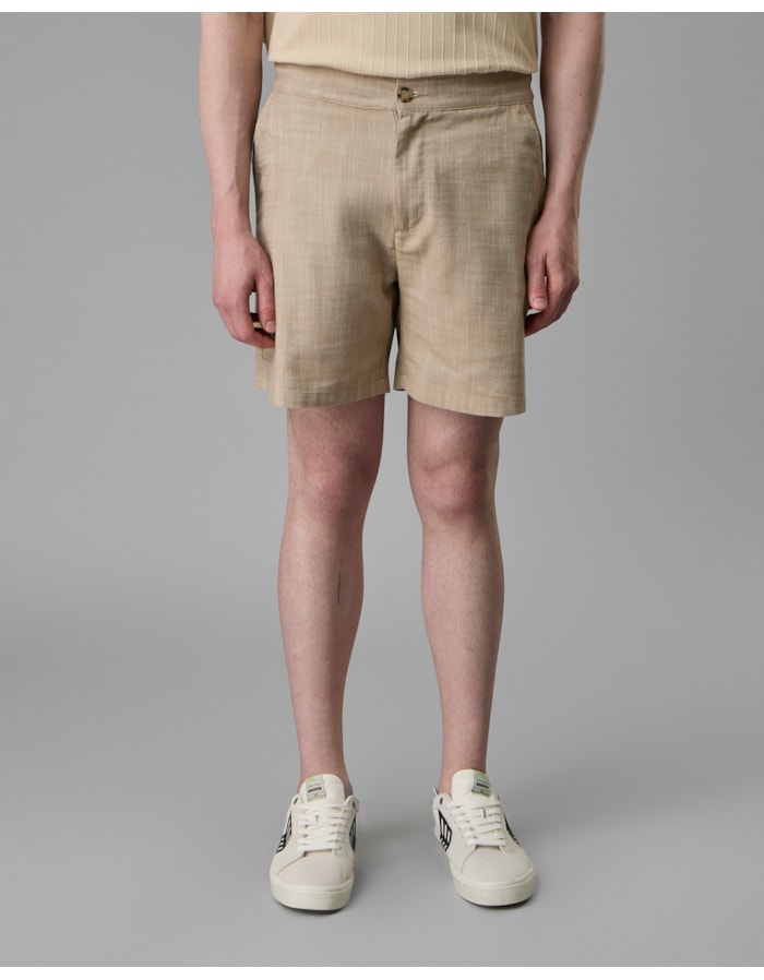 Bermuda algodão orgânico meio elástico-bege-36