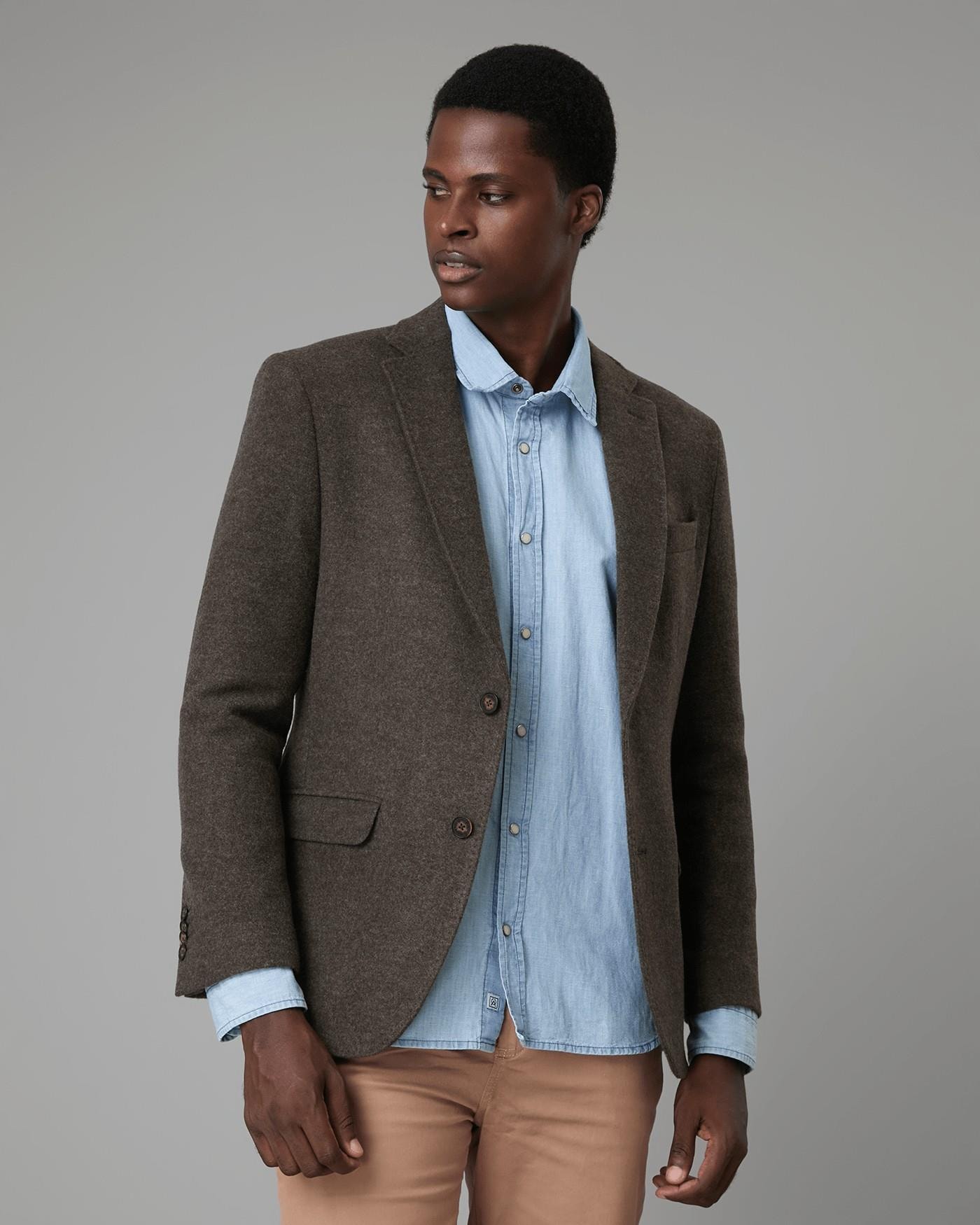 Blazer Casual Lã Batida