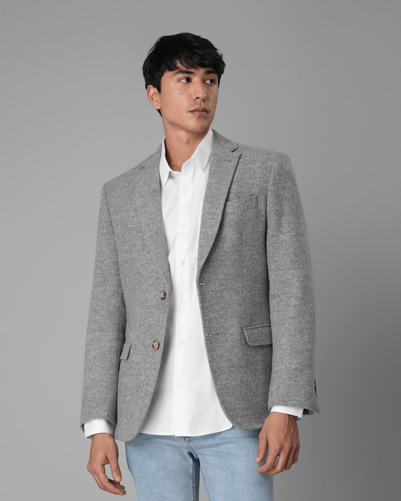 Blazer Casual Lã Batida