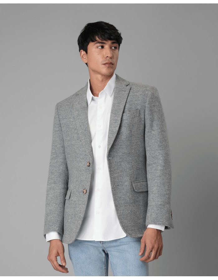 Blazer casual lã batida-cinza-50