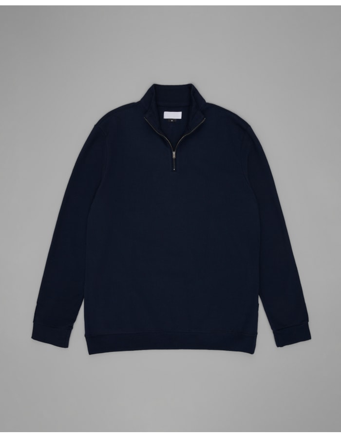 Blusa com linho e modal meio zíper-azul-g