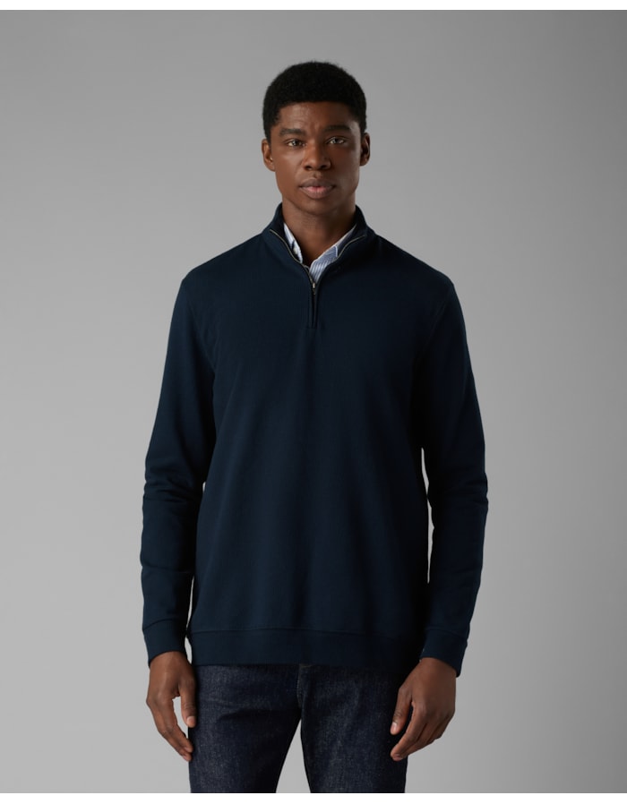 Blusa com linho e modal meio zíper-azul-g