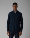 Blusa com linho e modal meio zíper-azul-g