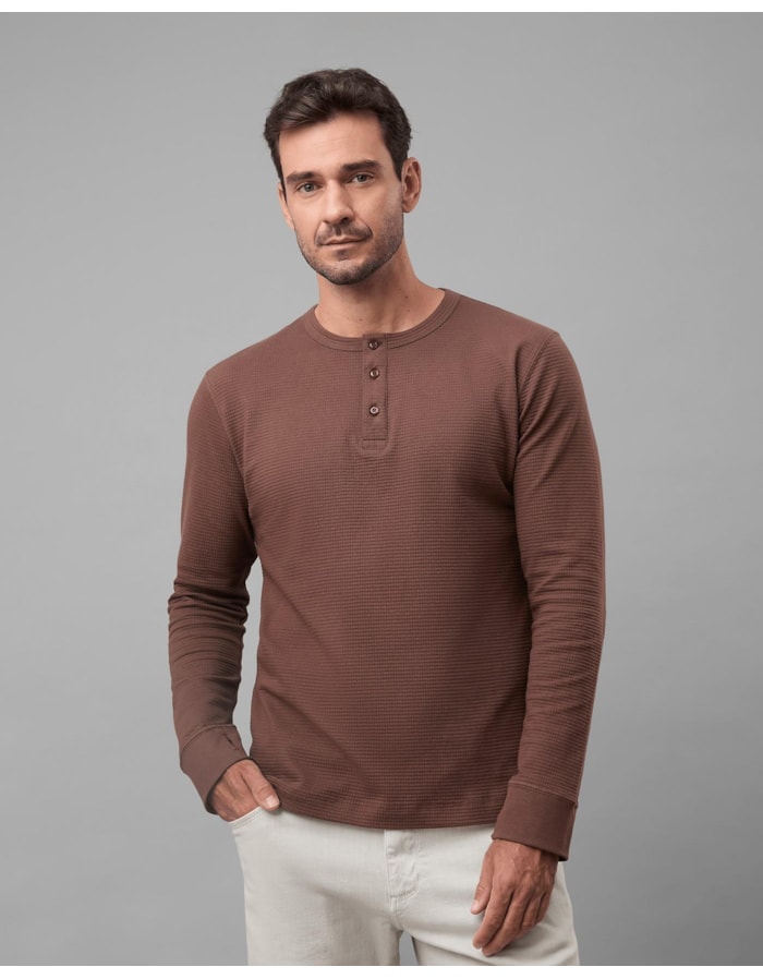 Blusa henley waffle-marrom-p