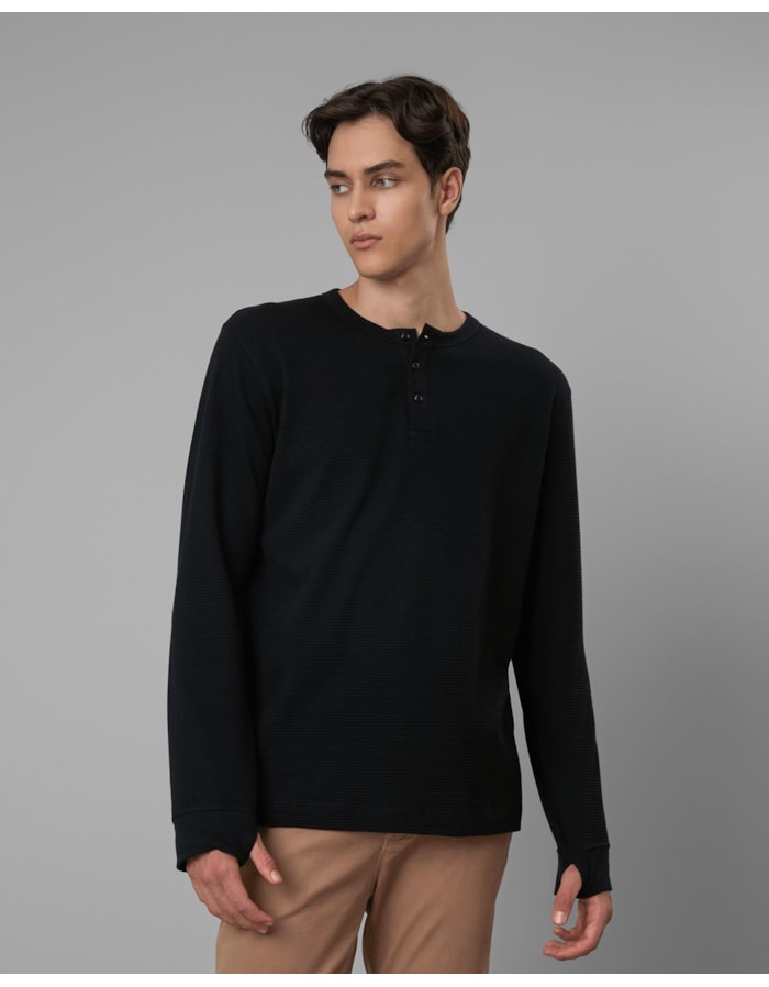 Blusa henley waffle-preto-m