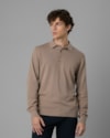 Blusa polo tricot slim-bege-g