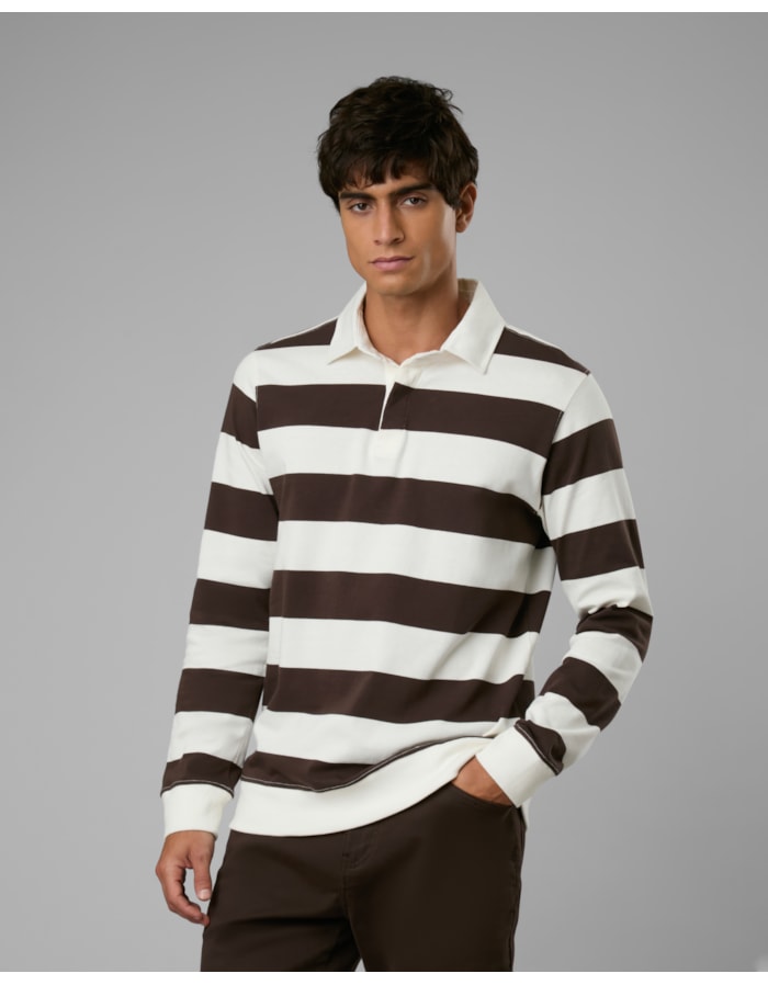 Blusa rugby listrada-marrom-g