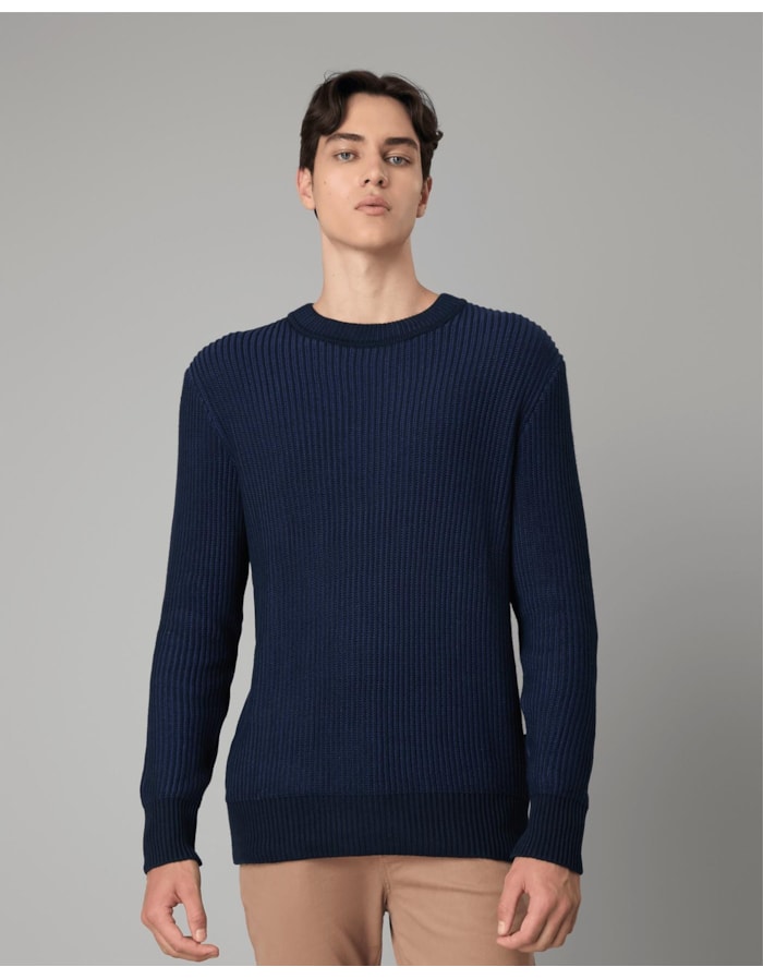 Blusa tricot canelada-azul-m