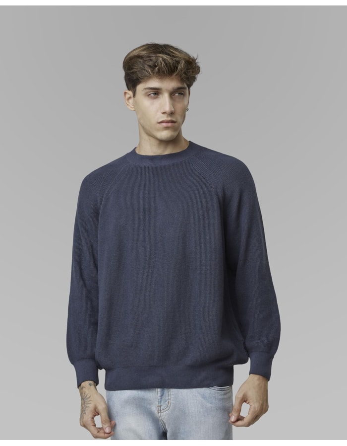 Blusa tricot canelado-azul-gg