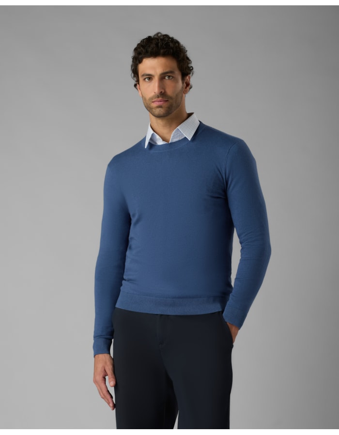 Blusa tricot com cashmere-azul-g