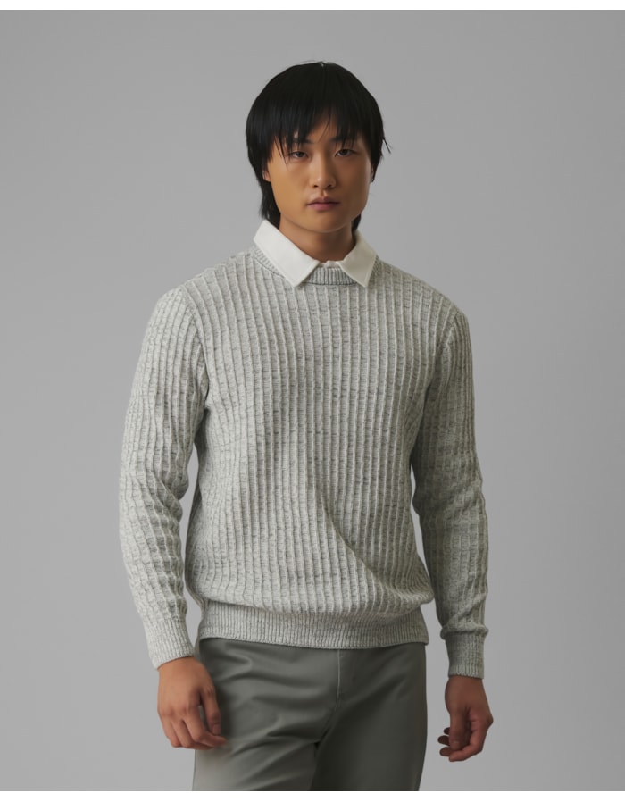 Blusa tricot mescla canelado-branco-g