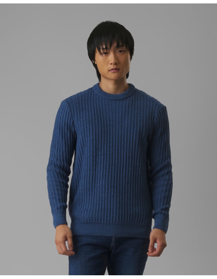 Blusa tricot mescla canelado-azul-g