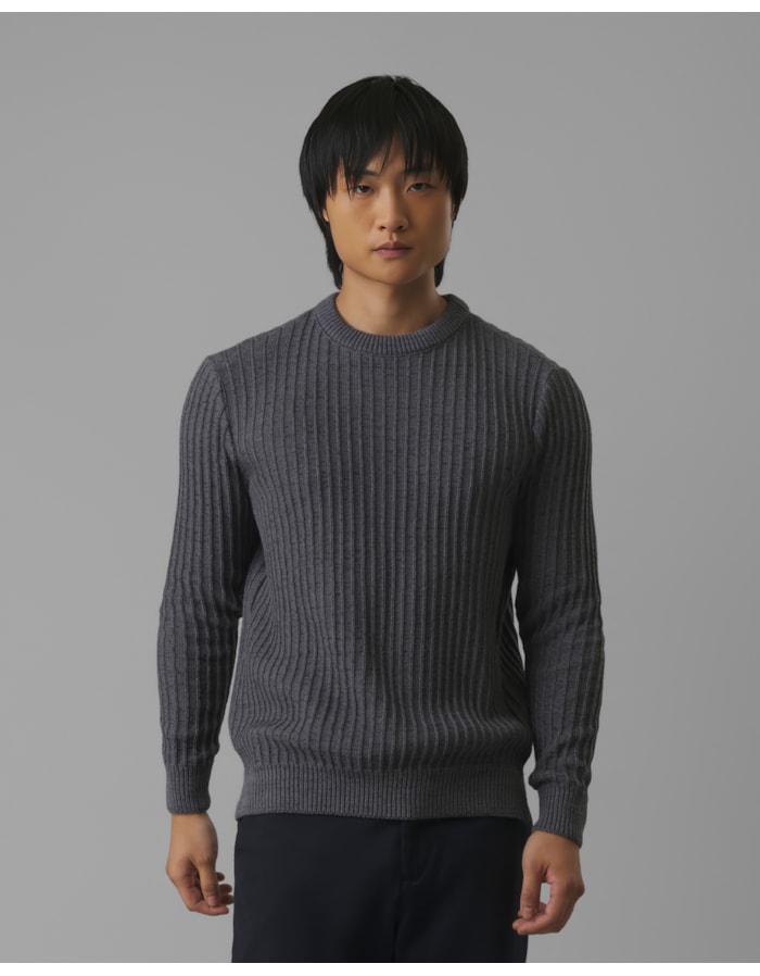 Blusa tricot mescla canelado-cinza-g