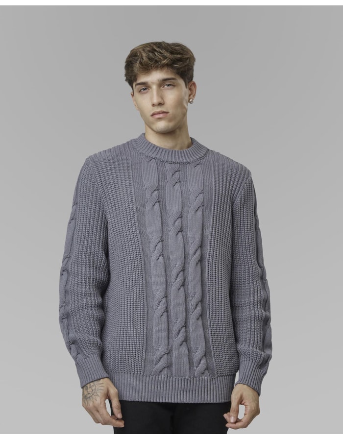 Blusa tricot trançado-cinza-gg