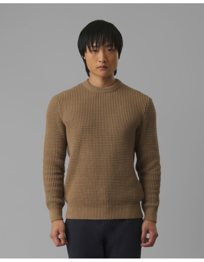 Blusa tricot waffle-bege-g