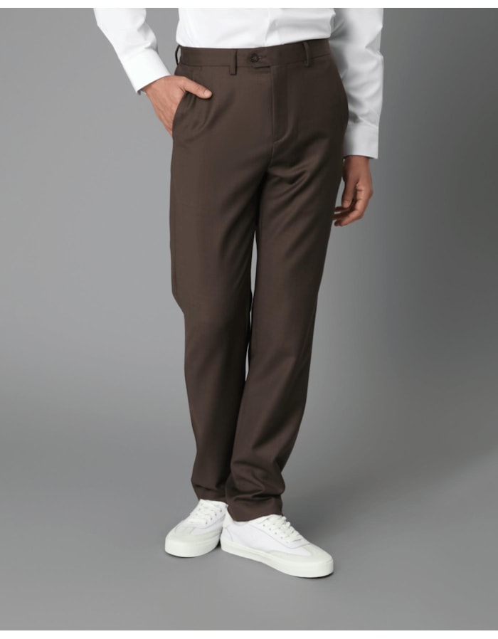 Calça chino lã cós meio elástico-marrom-38