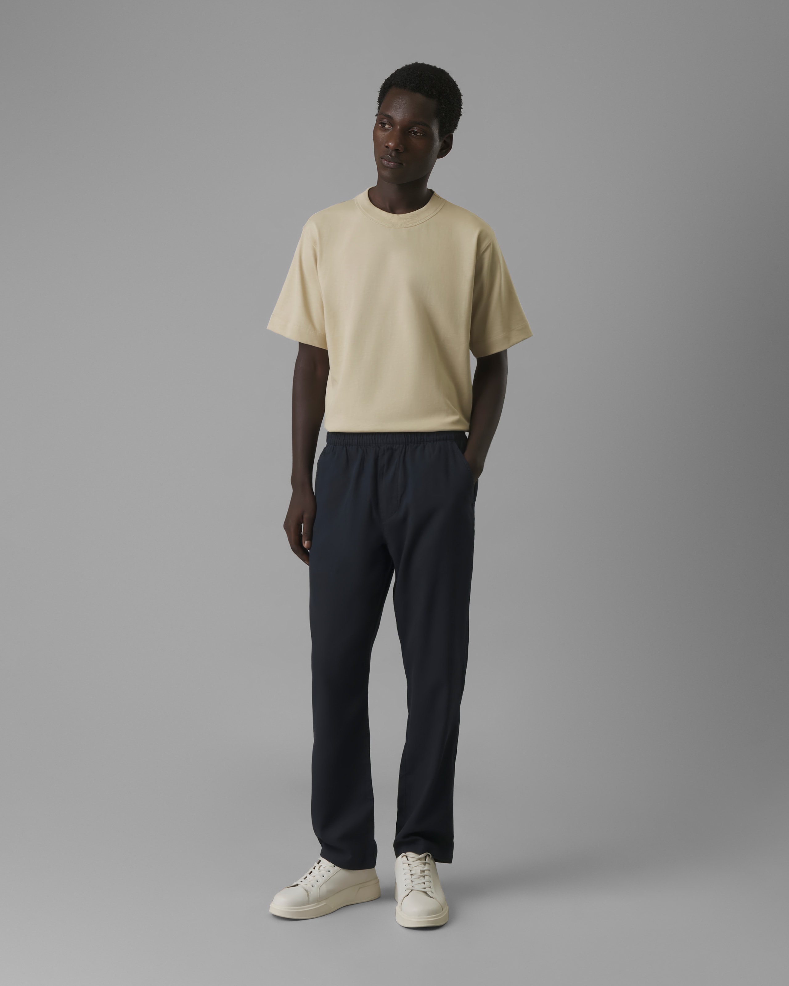 Calça Elástico C/ Linho Marinho