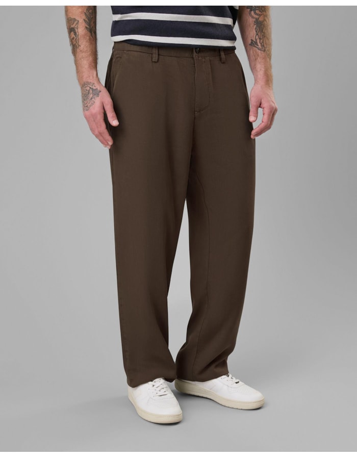 Calça liocel meio elástico-marrom-46