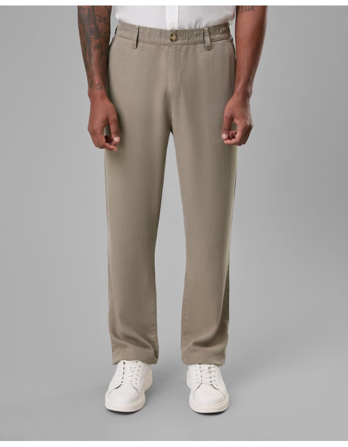 Calça liocel meio elástico-bege-40