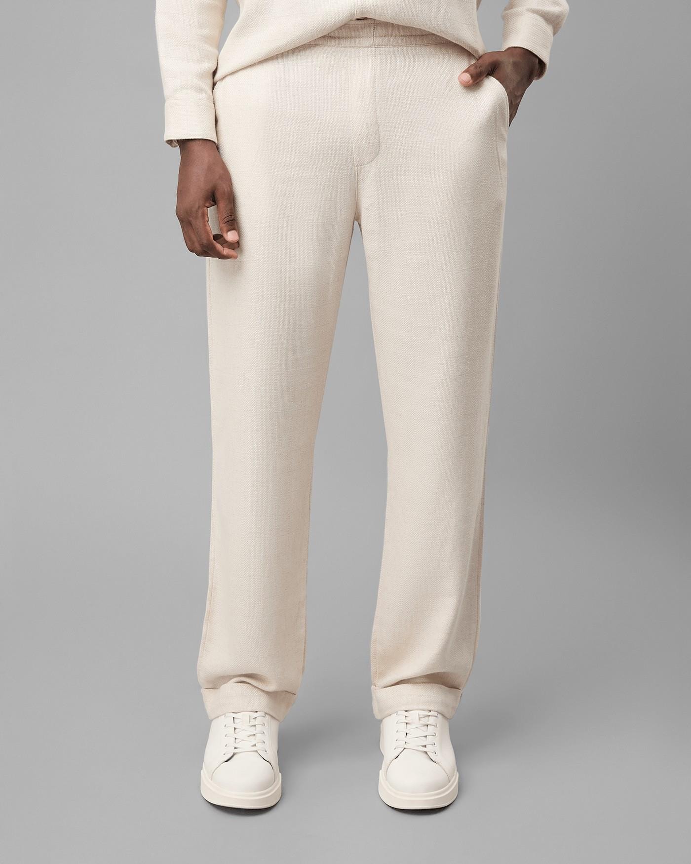 Calça Modal e Linho Xadrez Cós Elástico