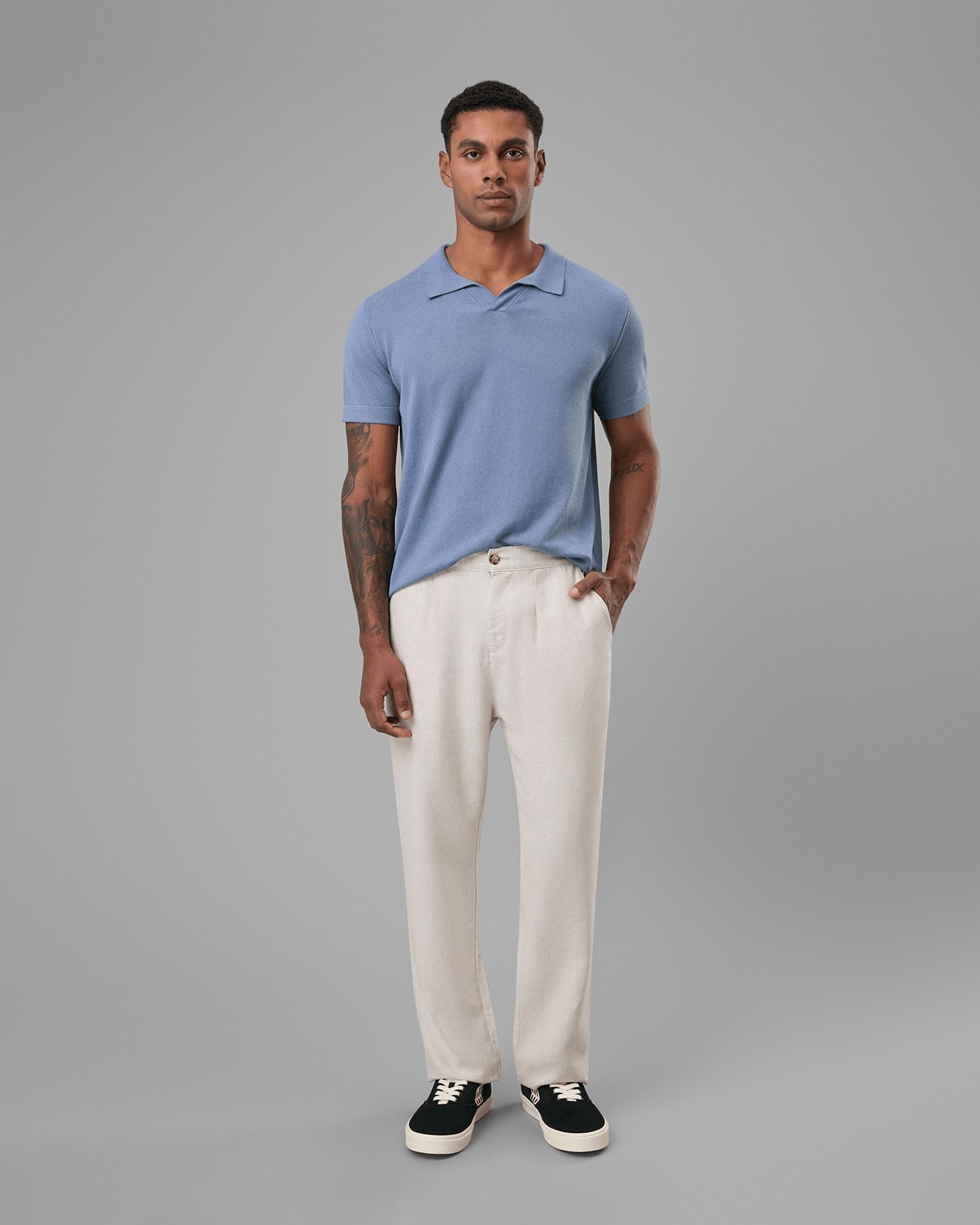 Calça Pregas Modal e Linho Meio Elástico