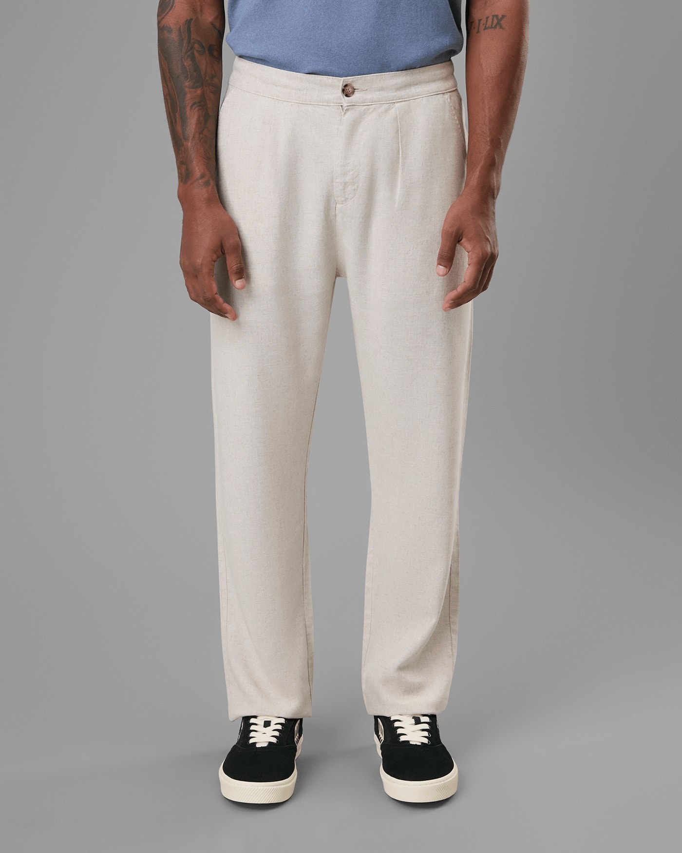 Calça Pregas Modal e Linho Meio Elástico