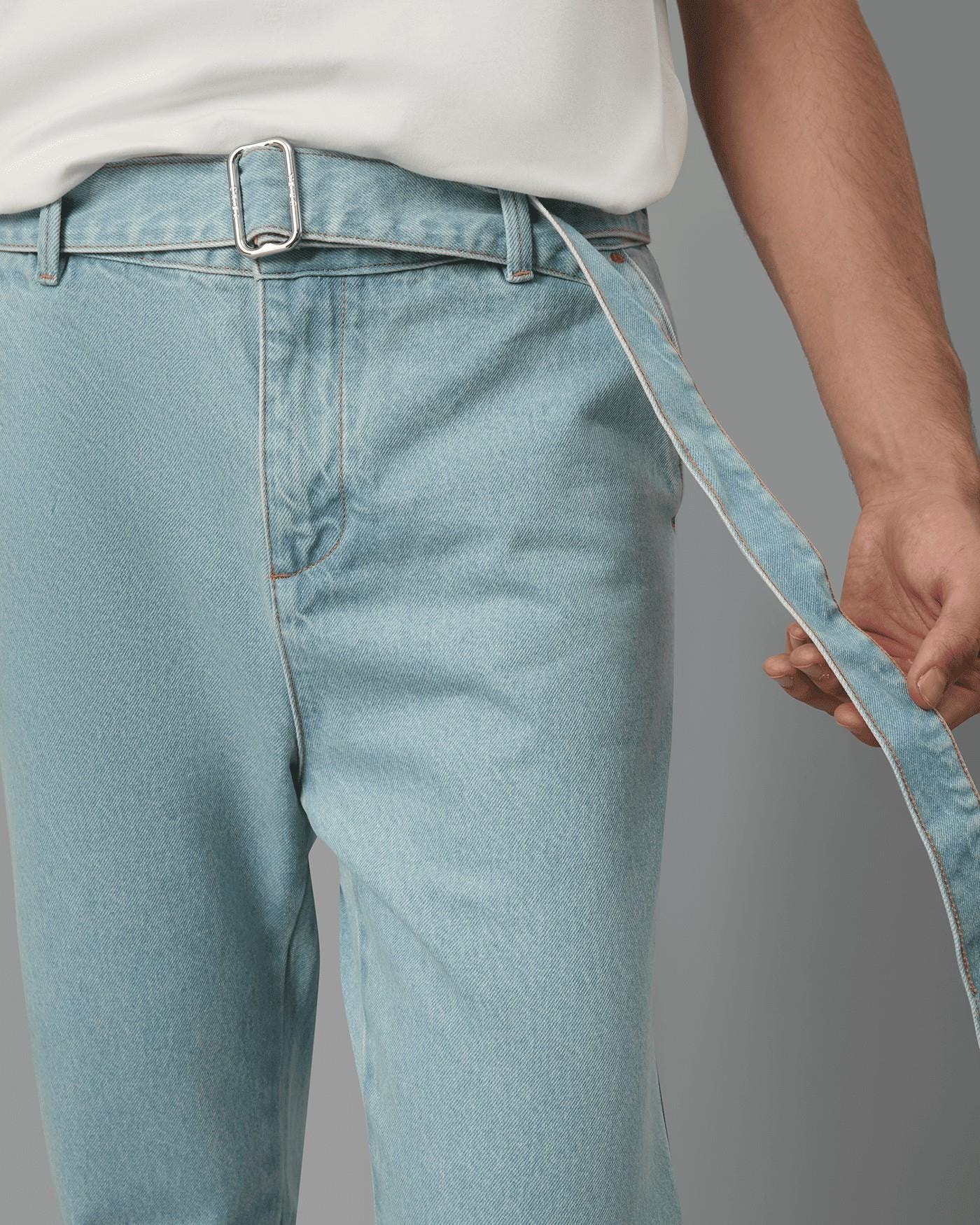 Calça Reta Com Cinto Algodão Regenerativo