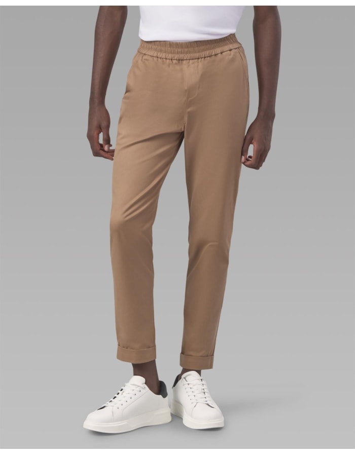 Calça sarja cós elástico-bege-36