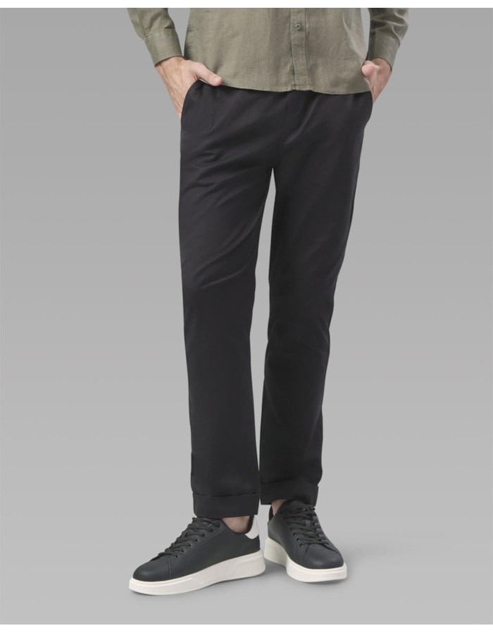 Calça sarja cós elástico-preto-36