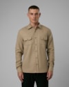 Camisa algodão e linho com 2 bolsos-bege-p