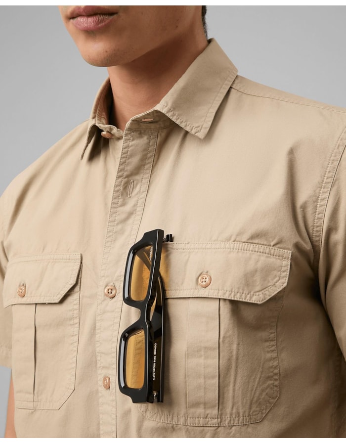 Camisa algodão empapelado-cáqui-m