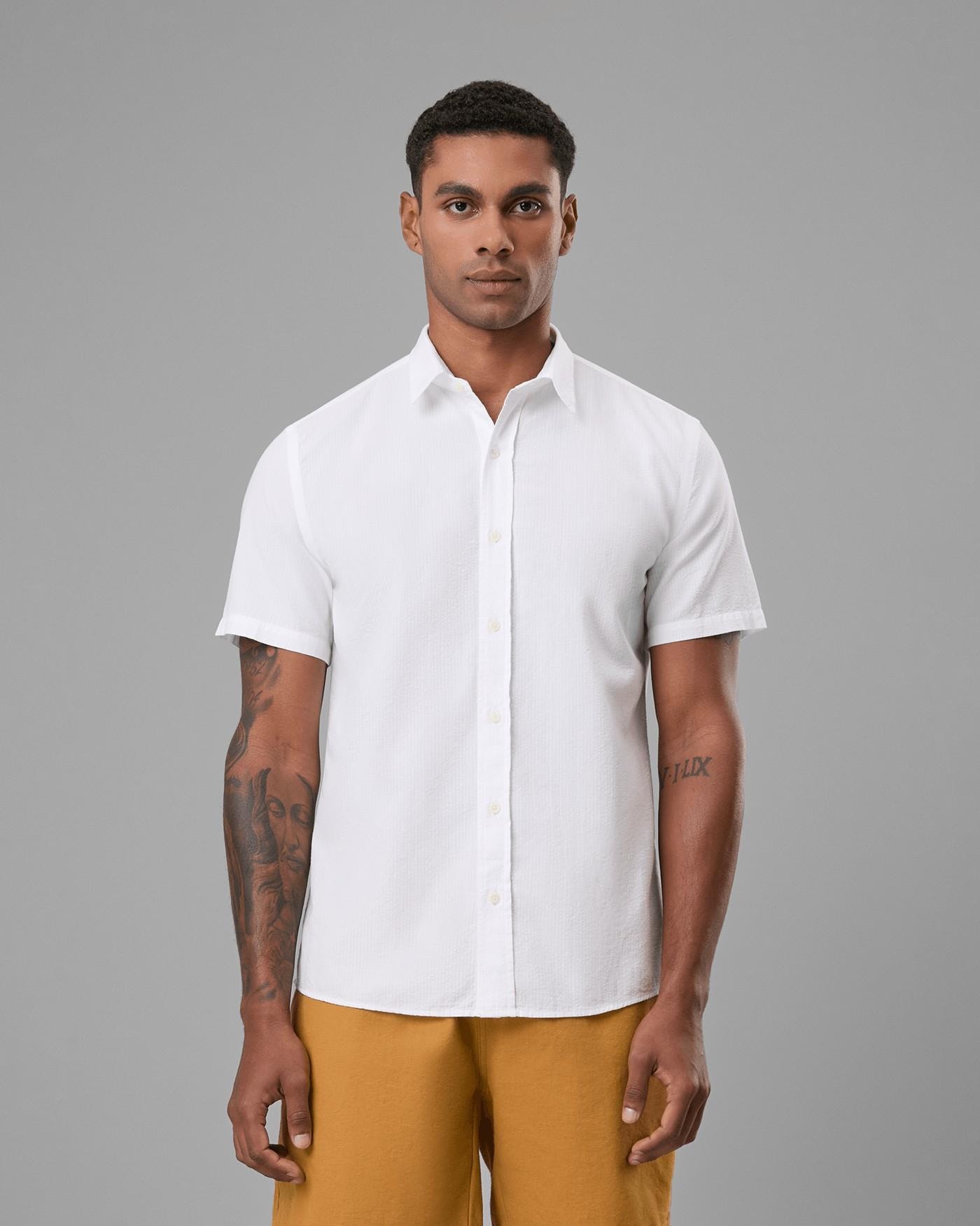 Camisa Ana Ruga Manga Curta