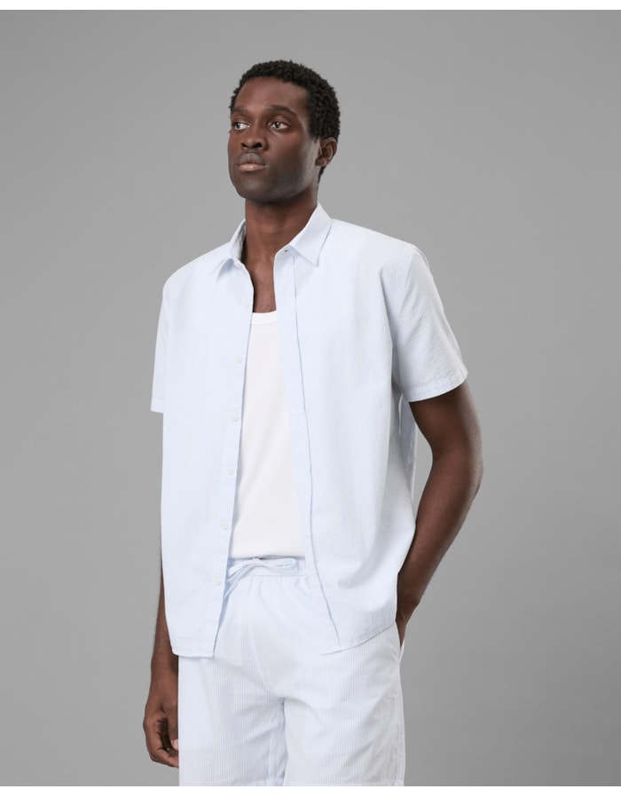 Camisa ana ruga manga curta-azul-m