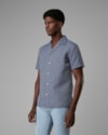 Camisa camp collar algodão reciclado xadrez-azul-m