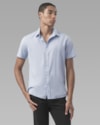 Camisa chambray manga curta-azul-pp