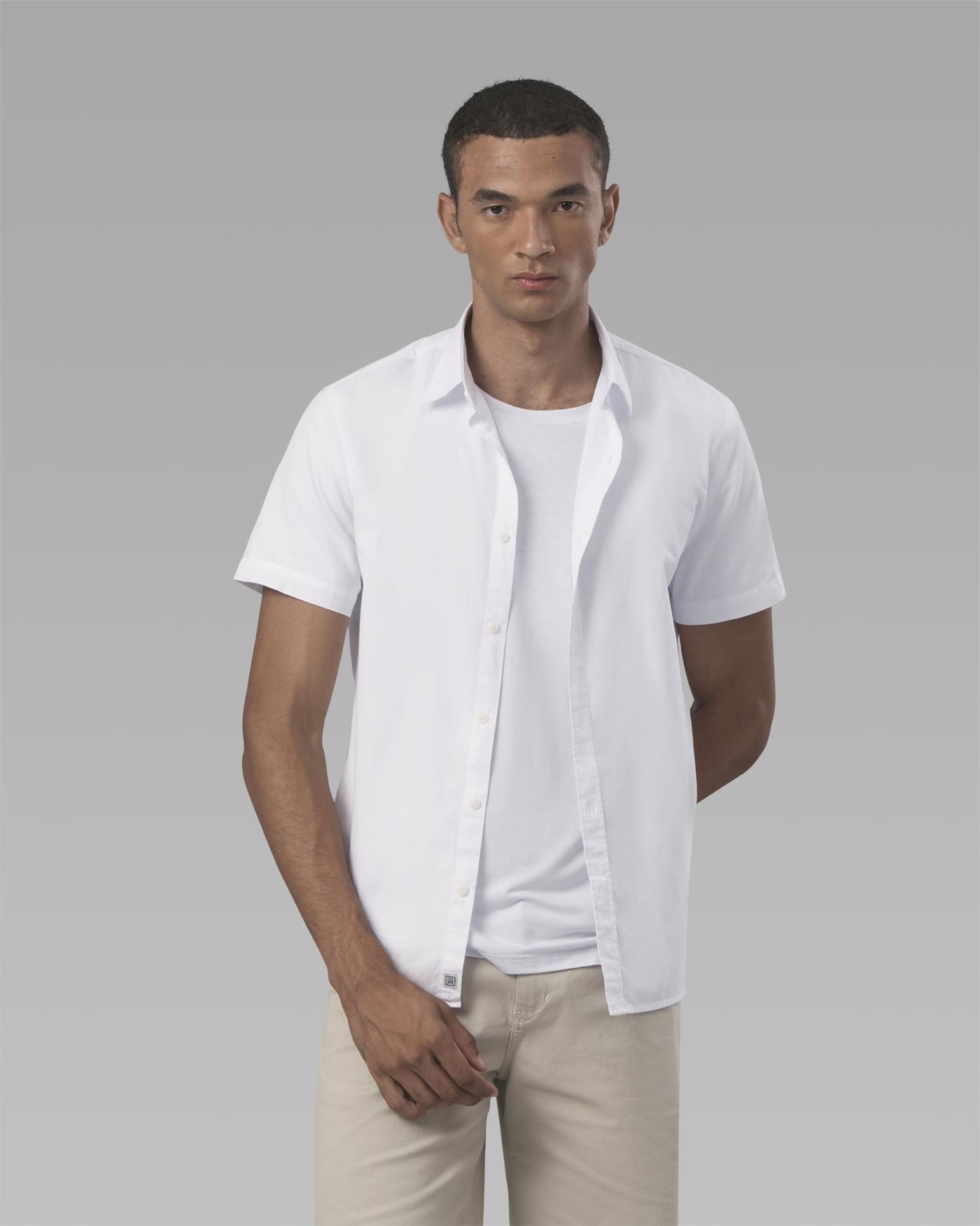 Camisa Chambray Manga Curta