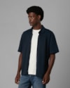 Camisa crepe flamê-azul-g