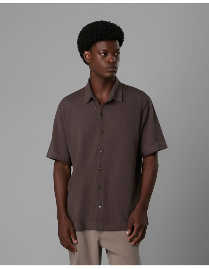 Camisa crepe flamê-marrom-g
