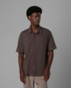 Camisa crepe flamê-marrom-g