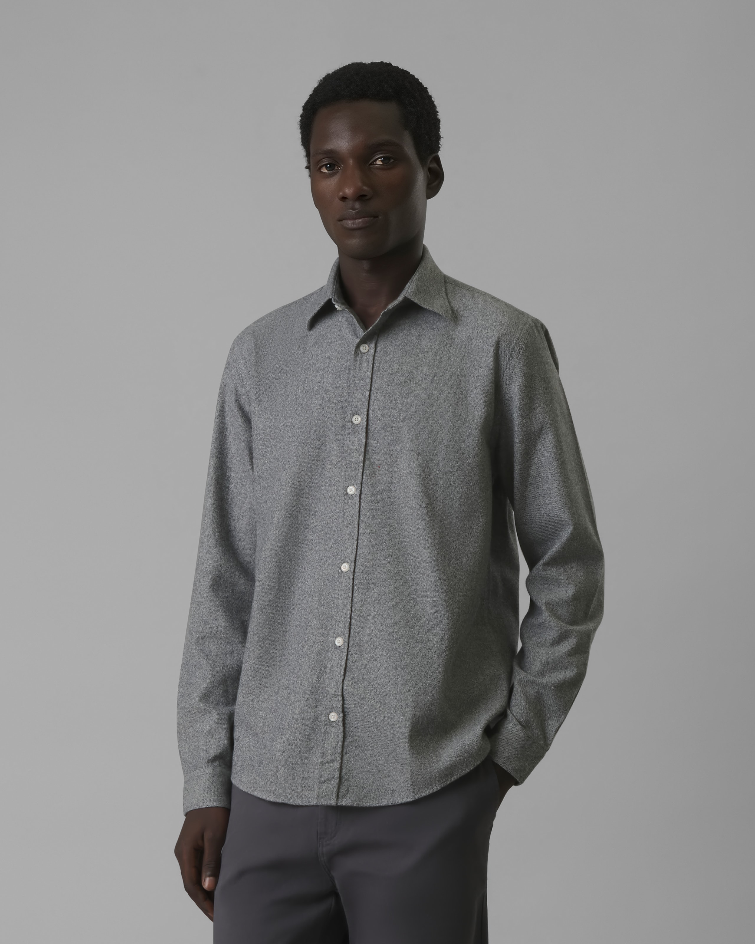 Camisa Flanela Ml Cinza Claro