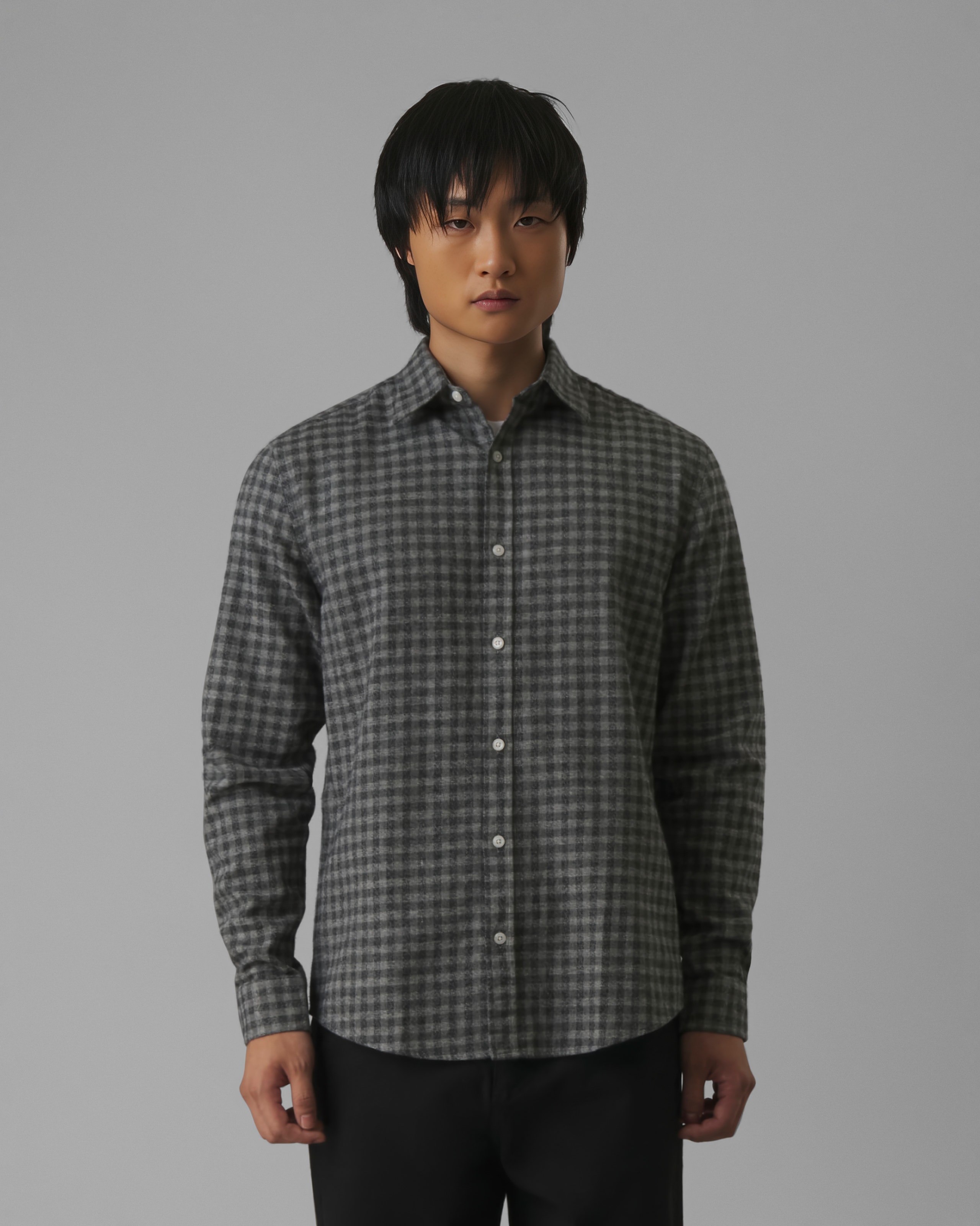 Camisa Flanela Ml Xadrez Cinza