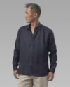 Camisa linho-azul marinho-m