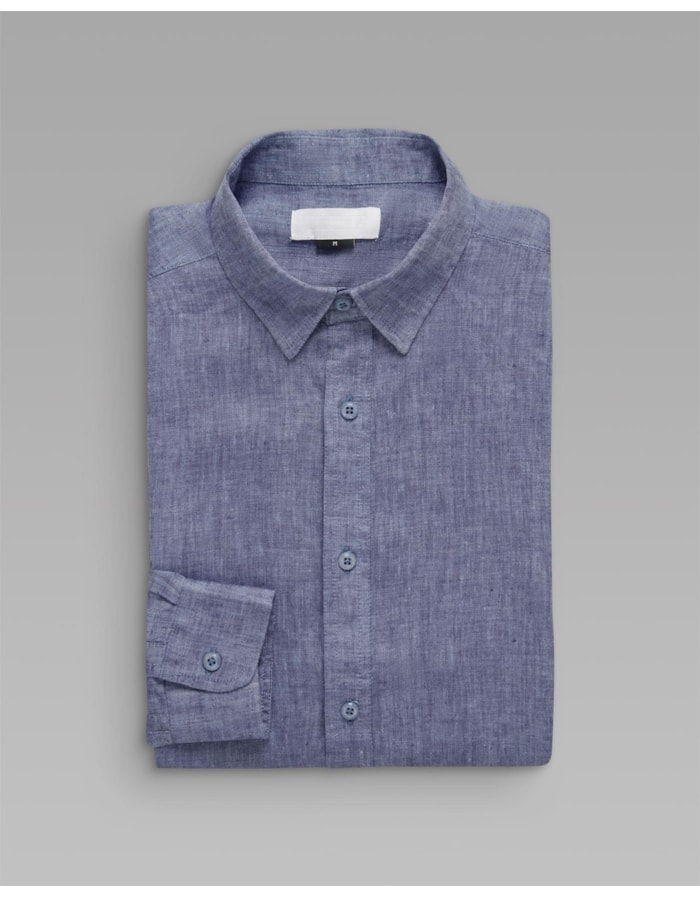 Camisa Linho Azul Mescla