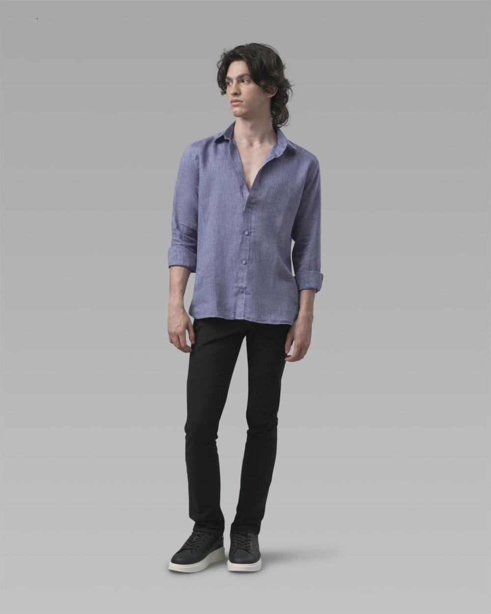 Camisa Linho Azul Mescla