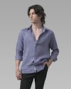 Camisa linho azul mescla-azul mescla-ggg