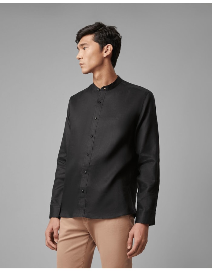 Camisa linho gola padre-preto-gg