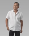 Camisa linho manga curta-off white-g