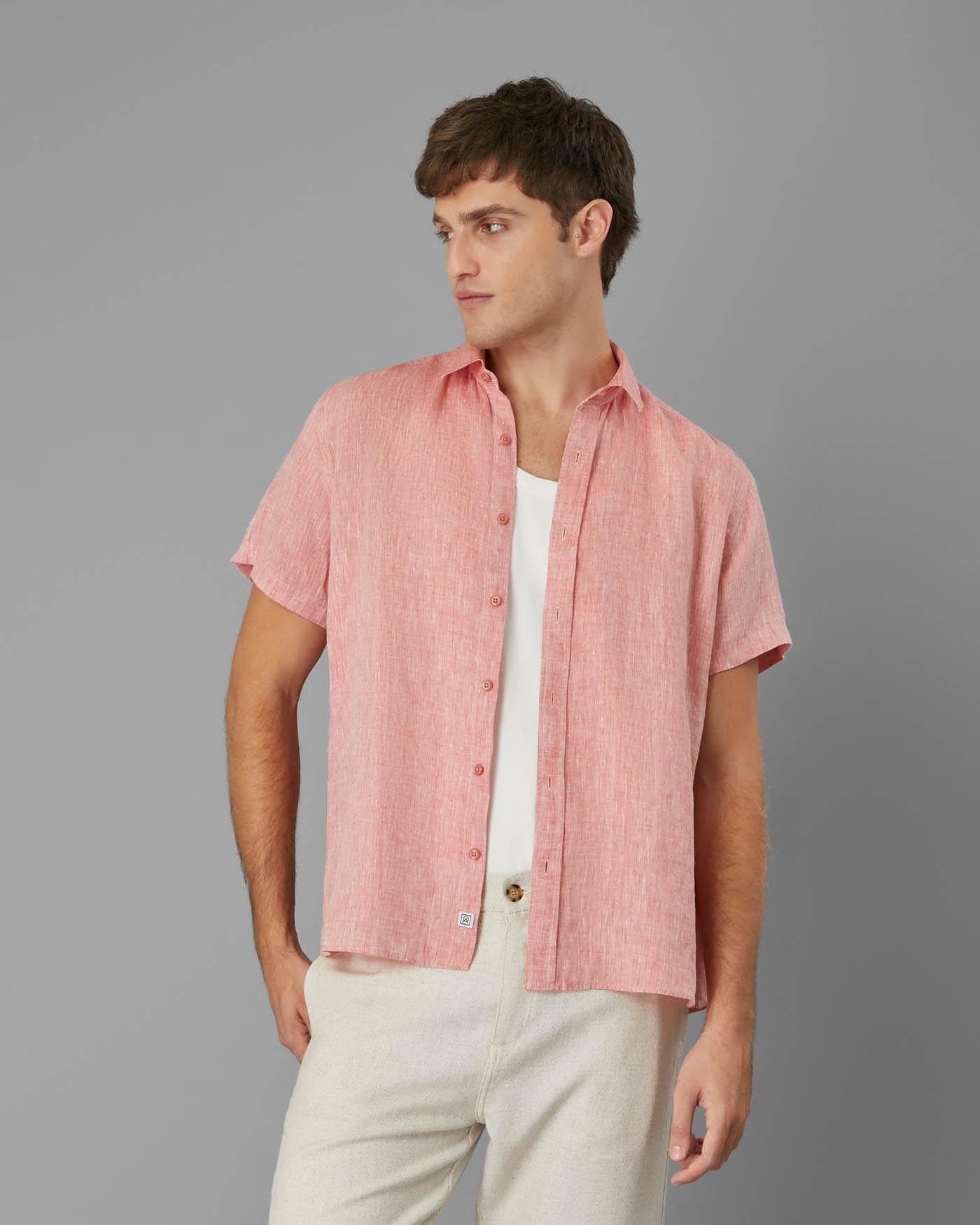 Camisa Linho Manga Curta